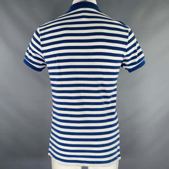 POLO by RALPH LAUREN Blue White Stripe Cotton Half Placket Polo - Picture 4 of 6